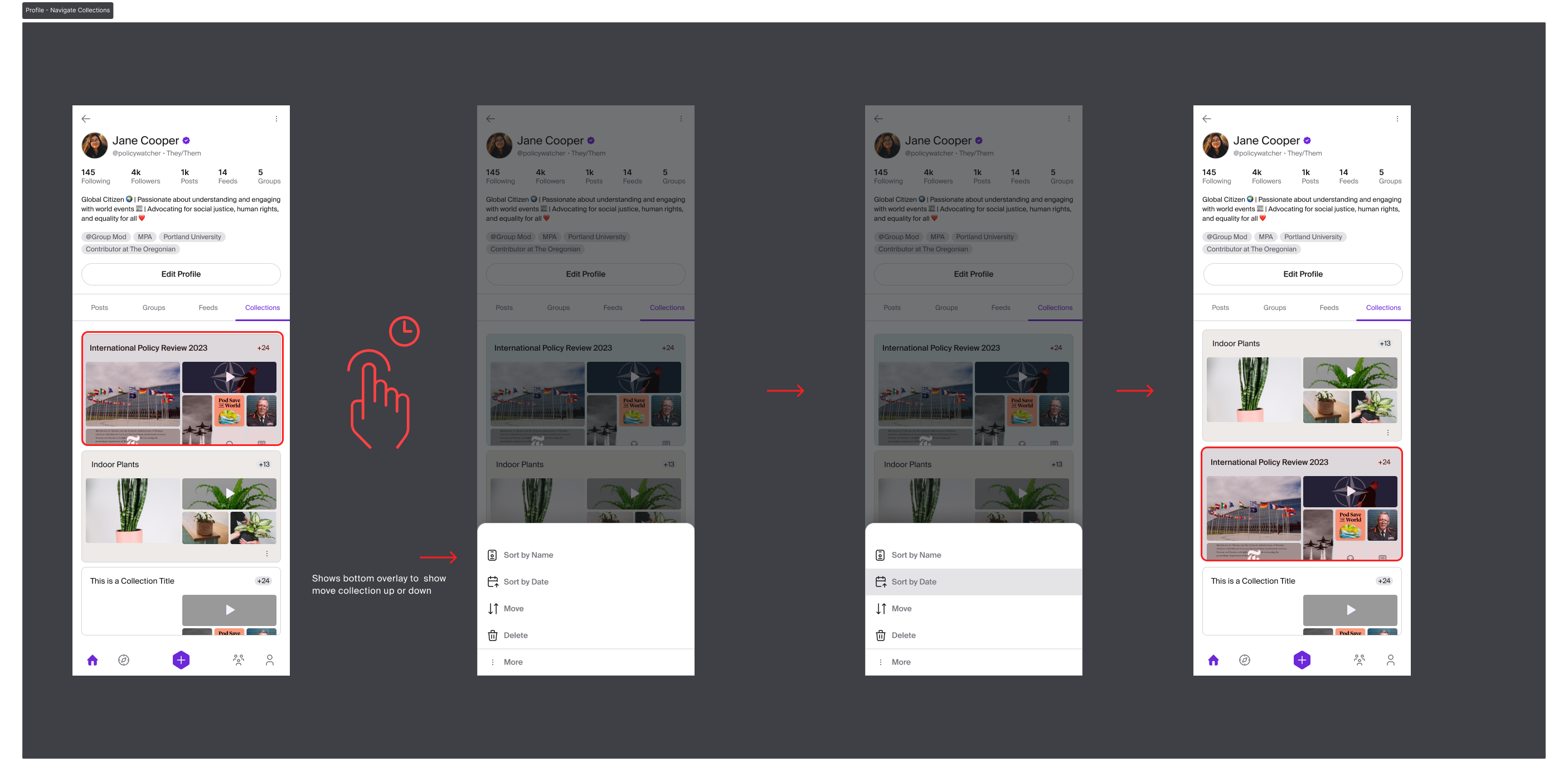 Navigate Collections Screens